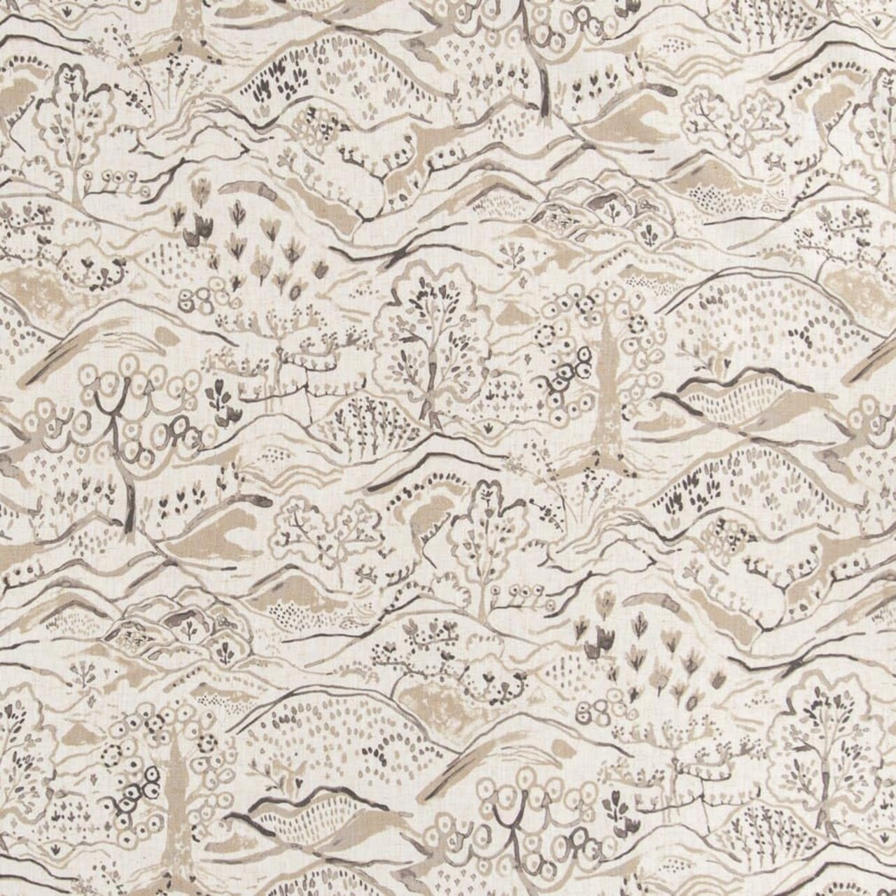 Natural Stain Resistant Performance Toile Print Upholstery Fabric by The Yard - SKU: Grace Fawn